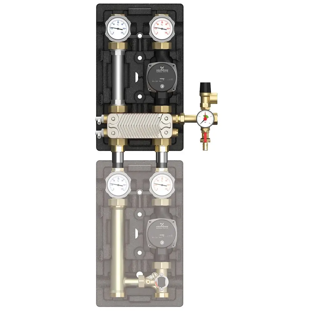 Flamco Trennsystem 1 Zoll, Grundfos Alpha2 25-60 Es, 36 Platten, M45811.37