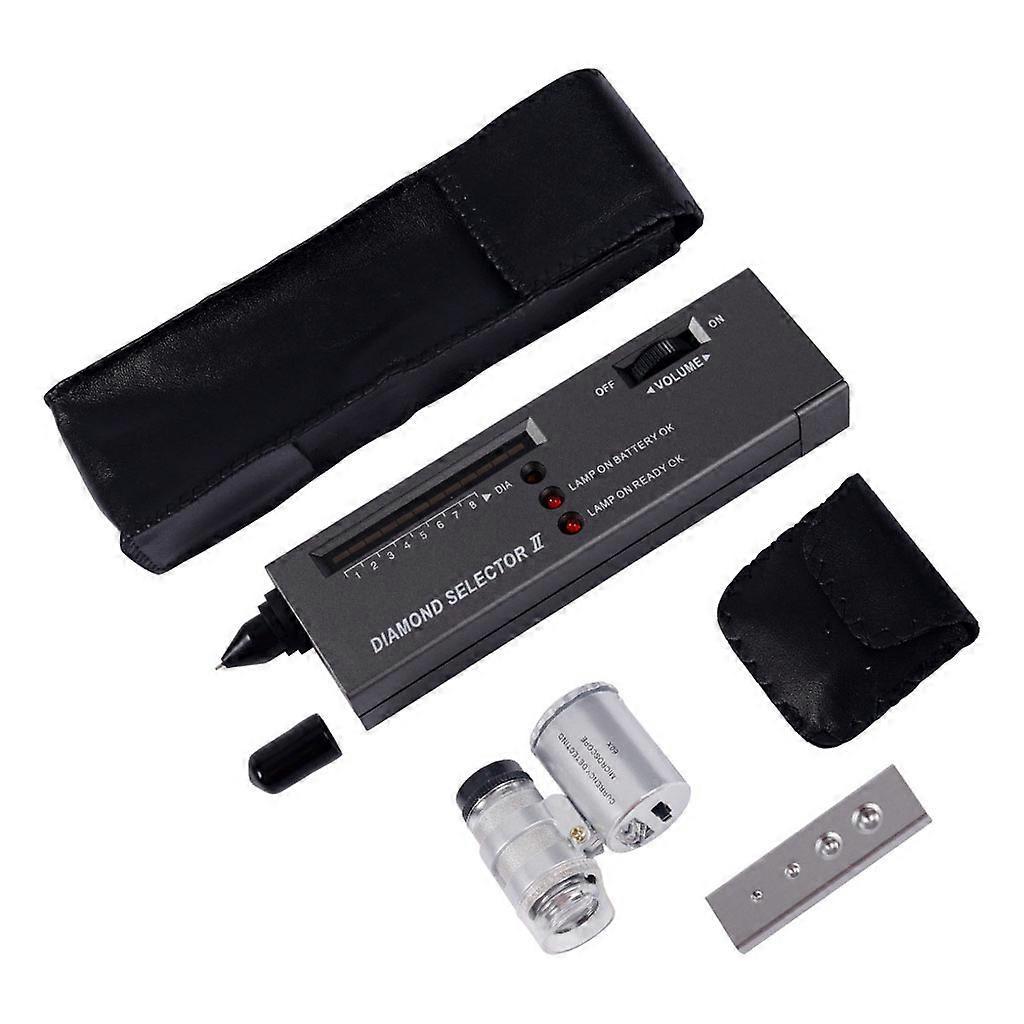 2-in-1 Tragbarer Diamanttester-stift Mit 60-facher Led-lichtlupe, Mikroskop-vergrößerungsbrille, Juwelier-werkzeugset