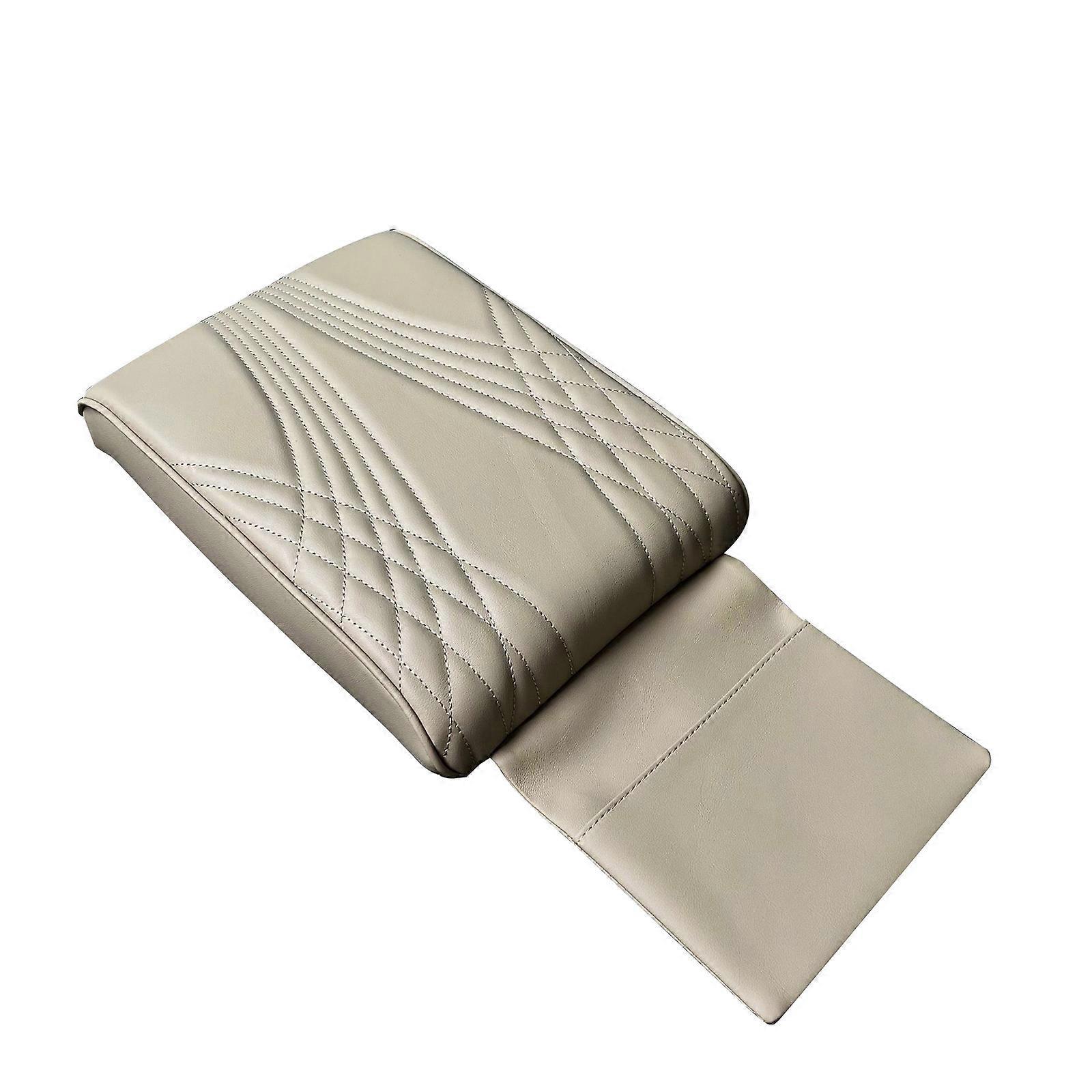 1. Mittelarmlehnenkissen Fürs Auto, Beiger Pu-lederbezug, Engelsgleiches Design, Komfortabler Schutz Für Den Innenraum.