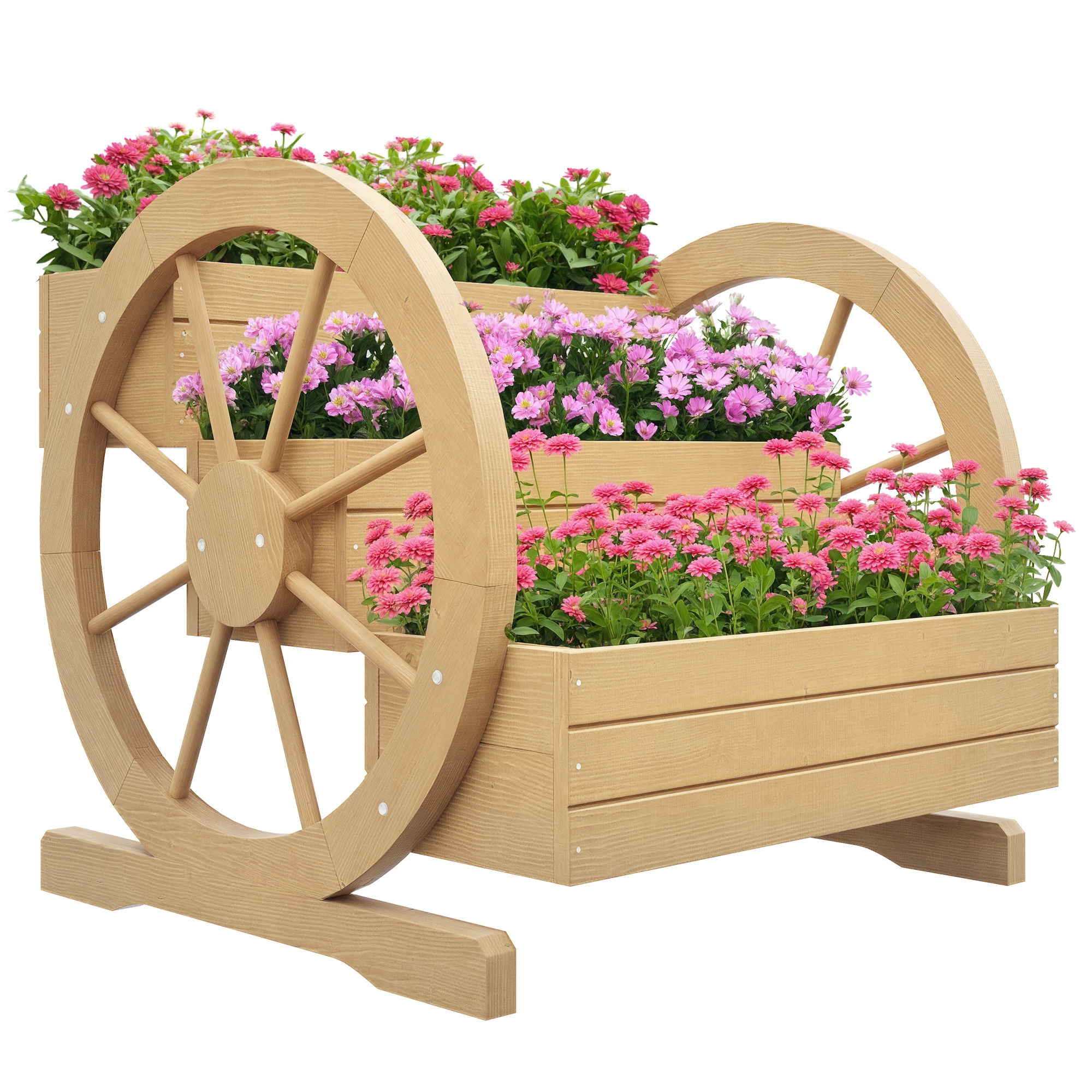 Dreistöckiger, Quadratischer Gemüsegarten-pflanzkasten Auf Beinen Mit 2 Rädern, Wagen Aus Tannenholz, Abmessungen 62l X 61b X 57h Cm.