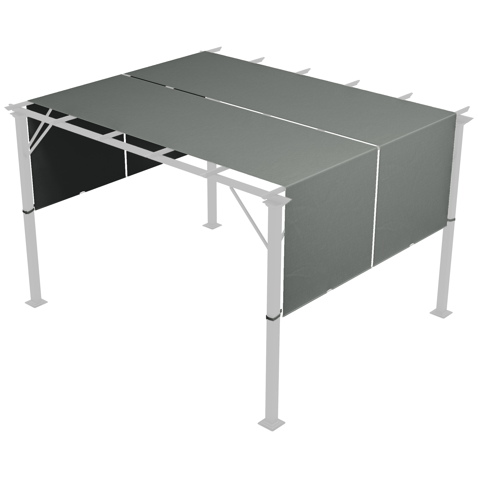 Set Mit 2 Ersatzdächern Für Ausziehbare Pergolen 4,9 X 1,2 M, Geeignet Für Pergolen 3 X 3 M, Dunkelgraues Polyester Mit Uv-schutz, Widerstandsfähig Und Langlebig.