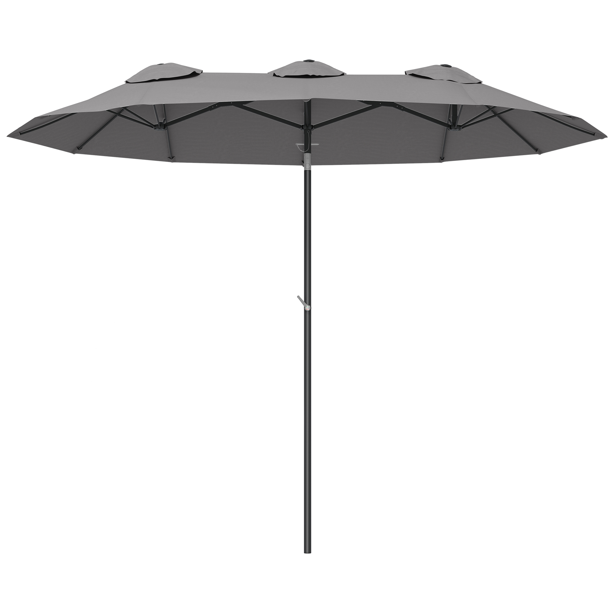 Großer Doppelschirm Für Den Garten, Kurbelöffnung/-schließung, Stahl Und Graues Polyester, 295x152x222 Cm, Uv-schutz, Ideal Für Die Terrasse.