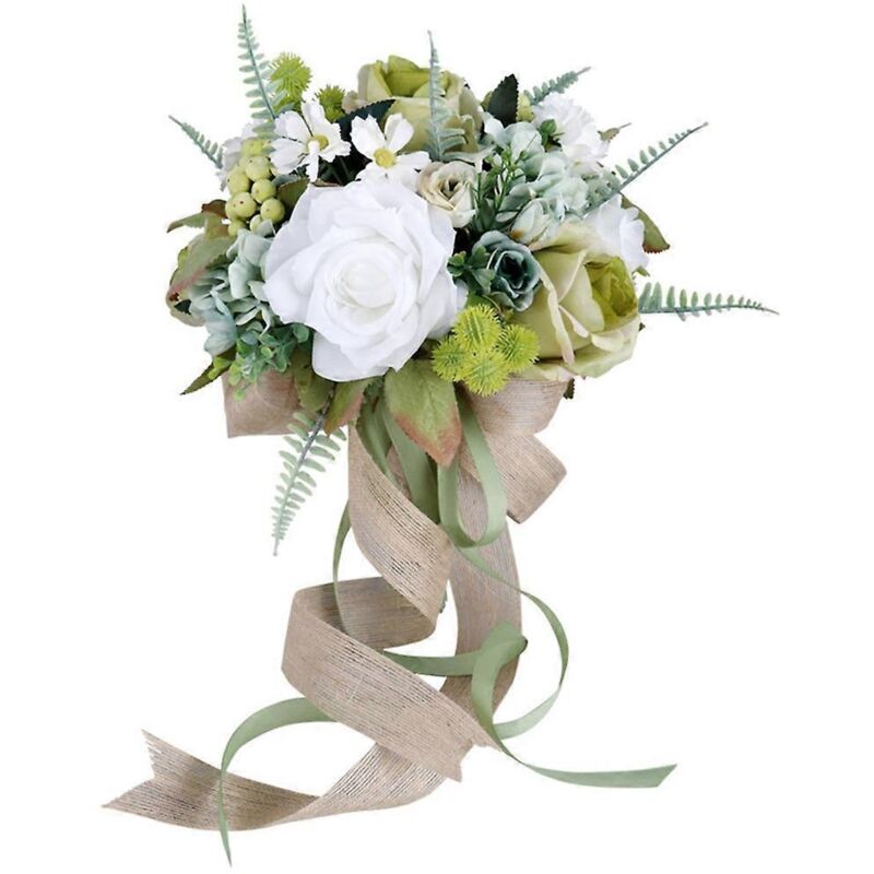 Romantischer Brautstrauß Mit Frischen Blumen Und Accessoires