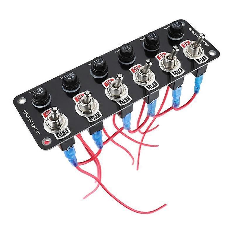 12v/24v-wippschalterfeld, 6 Beleuchtete Tasten Mit 10a-sicherungen, Schutzschalter Für Auto Und Boot