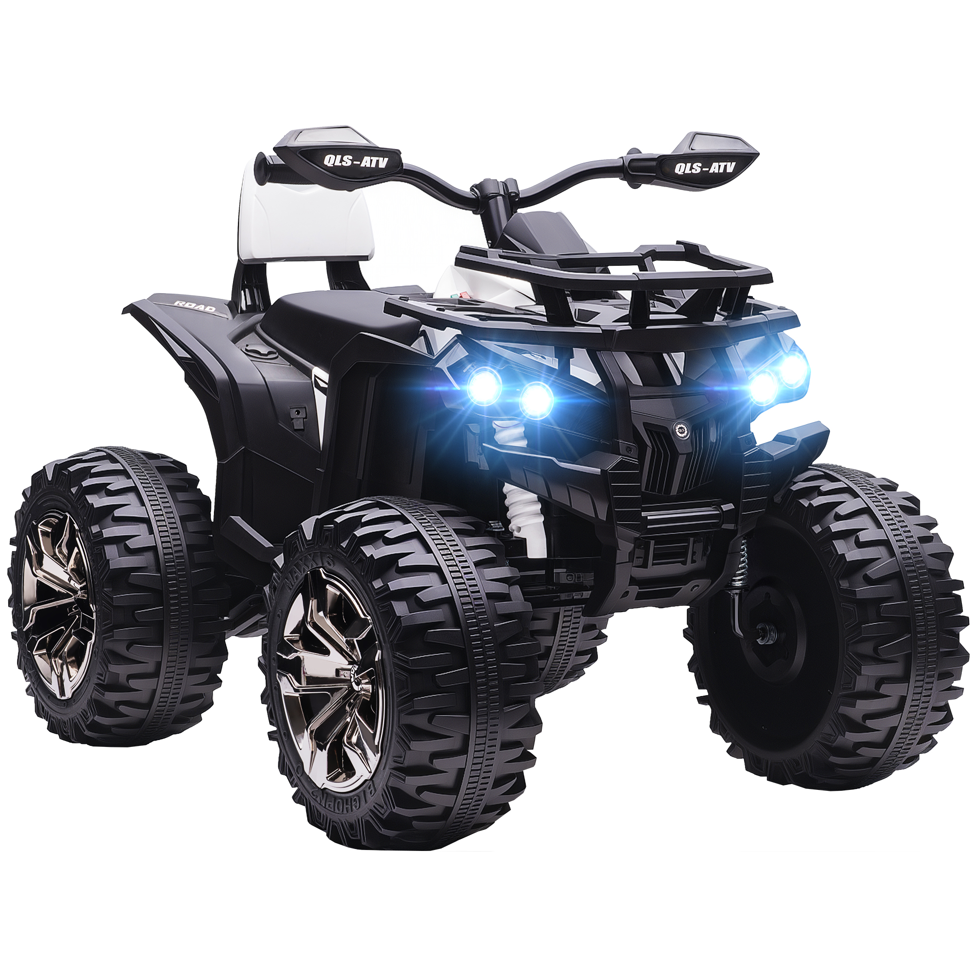 12v 8km/h Elektroauto Für Kinder - Licht- Und Sound-quad-buggy Aus Weißem Und Schwarzem Pp-metall, Geländegängiges Spielzeugauto Für Jungen Und Mädchen.