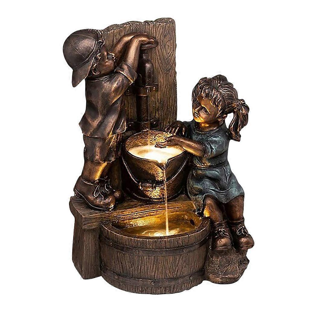 Hier Ist Ein Titelvorschlag Auf Französisch (weniger Als 190 Zeichen): Gartenfigur Aus Kunstharz: Skulptur Eines Jungen Und Eines Mädchens, Die Unter Wasserdruck Baden, Originelle Gartendekoration (ze