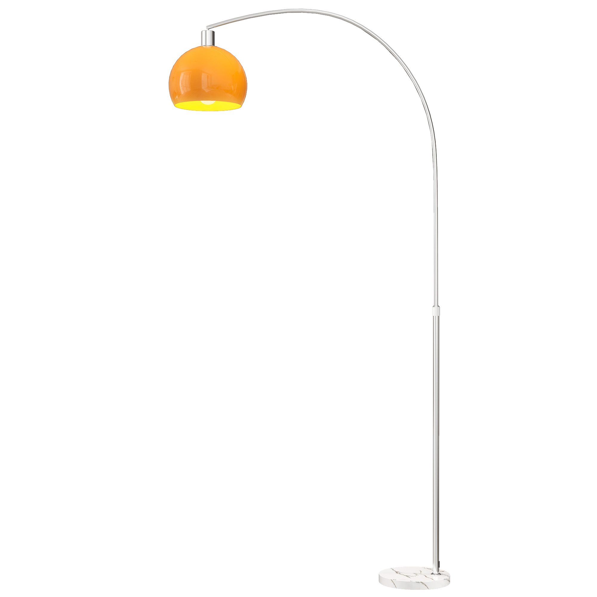 Wohnzimmer-stehlampe, Moderne Stehlampe, Minimalistischer Orangefarbener Lampenschirm, Hoher Metallstiel, Praktischer Fußschalter, 26x90x180cm, Designer-wohnzimmerbeleuchtung.