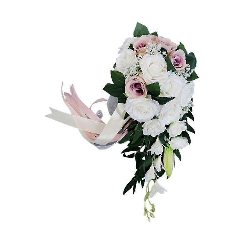 Romantischer, Rosafarbener Brautstrauß In Tropfenform, Handliche Brautblume, Hochzeitsgeschenk Für Die Braut – 1 Stück