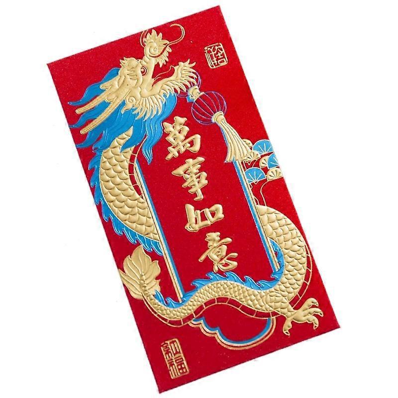 Rote Glücksumschläge Zum Chinesischen Neujahr, Drachenmotive, Silberne Papierbeutel, Glückstüten, Festliche Geldbörsen, 6er-set.