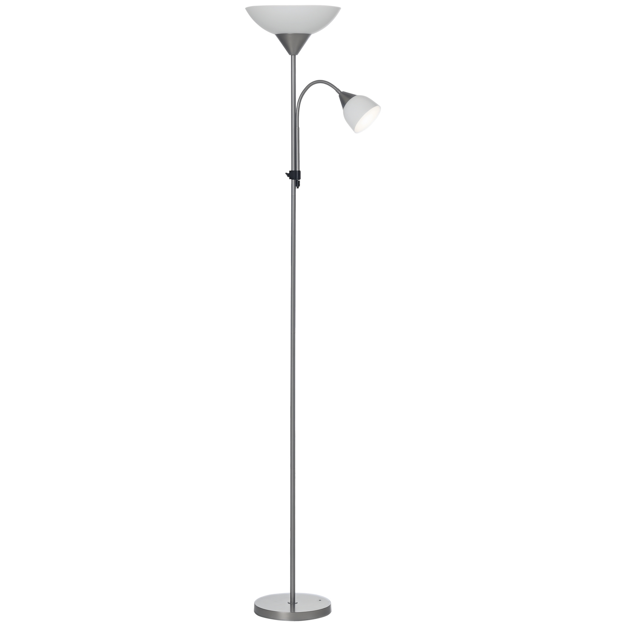 Designer-stehlampe Für Das Wohnzimmer, 2 Leuchtenköpfe Mit E27- Und E14-fassungen, Schwarzer Metallsockel Ø28 X H179,5 Cm, Moderne Tischleuchte Für Den Innenbereich, Verstellbare Beleuchtung Mit Schal