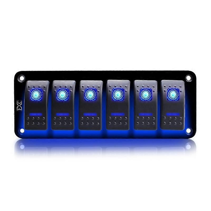 Wasserdichtes 12v-schaltpanel Mit Blauer Led Für Fahrzeuge – 6 Wippschalter