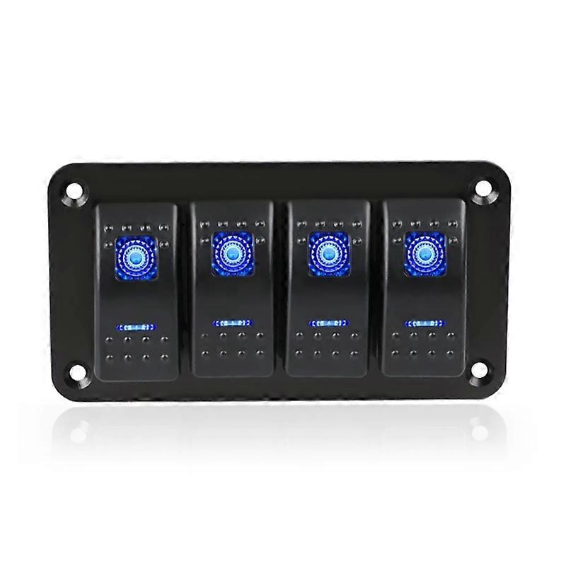 Wasserdichtes 12v-wippschalterpanel Mit Blauer Led-anzeige Für Fahrzeuge Und Autos – 4 Schalter