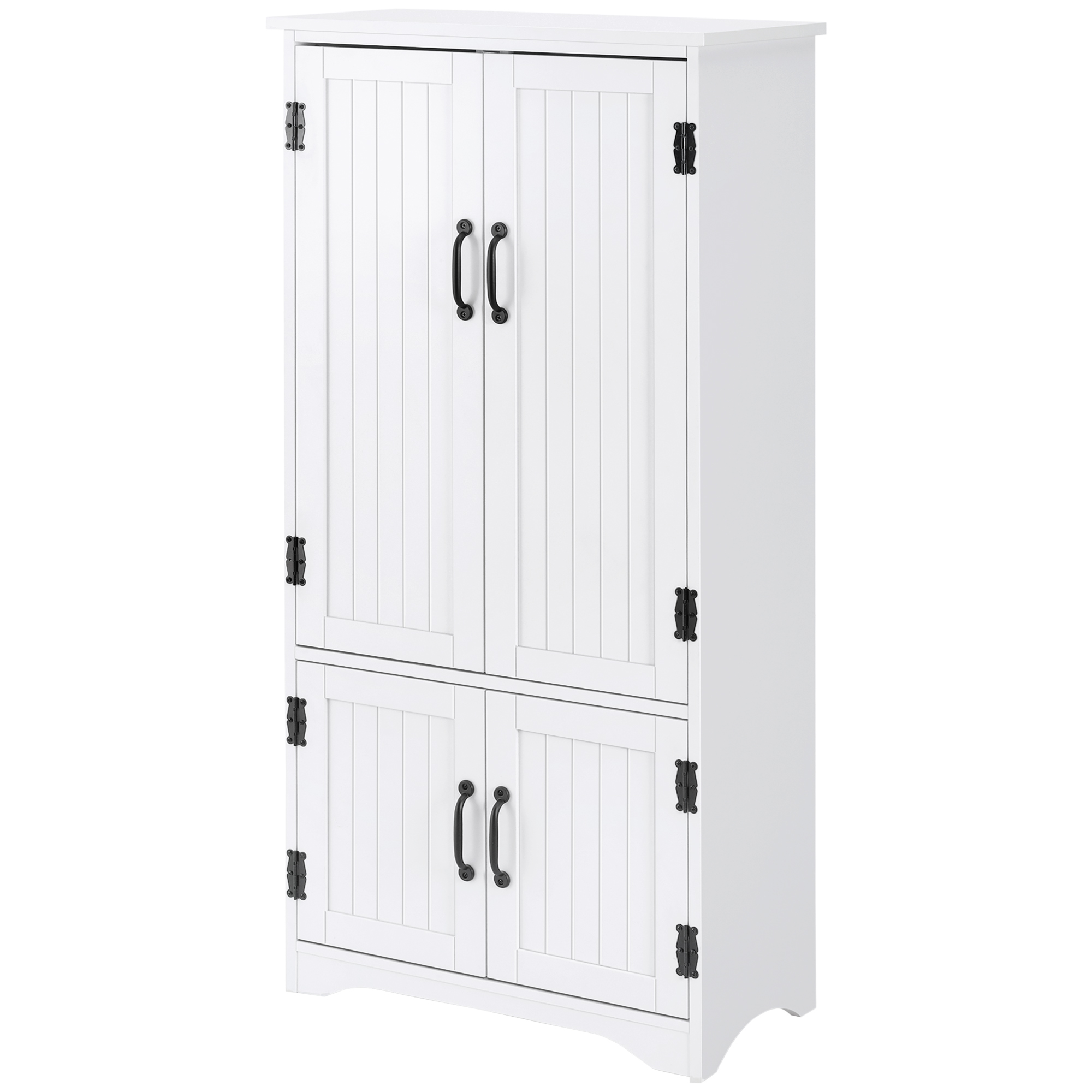 Homcom Küchen-sideboard, Moderner Mehrzweckschrank, 2 Schränke, 3 Regalböden, Weiße Mdf- Und Spanplatten, Kompakte Aufbewahrungseinheit.