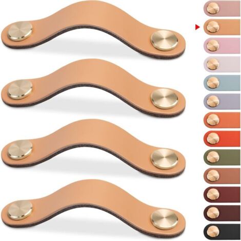 4-teiliger Möbelgriff Aus Leder, Tür- Und Schrankgriff, Schubladengriff Aus Leder, Vintage-möbelgriff Für Kleiderschränke, Kommoden, Küchen Und Badezimmer (beige, 128 Mm)