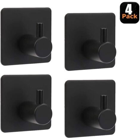 4 Selbstklebende Edelstahl-wandhaken Für Badezimmer, Max. Tragkraft 8 Kg, Handtuchhalter Für Zuhause Und Büro, Schwarz