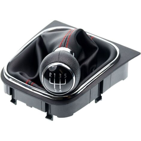 Schwarzer Faltenbalg Für Schalthebel + Schalthebelknopf + Rahmen Als Komplettes Set Mit 5-gang-taste Als Plug-and-play-ersatzteil. 5 Gänge, Drehbare Nähte