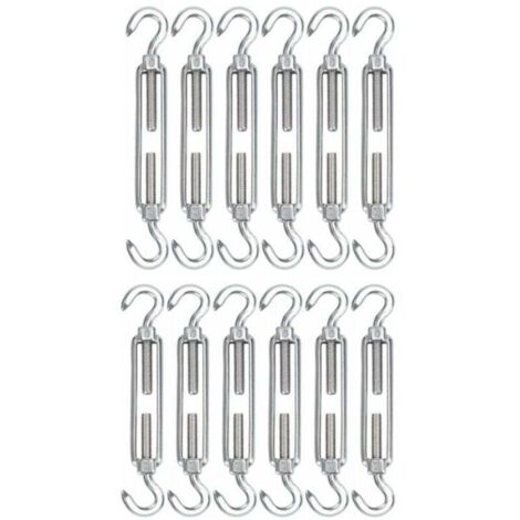 M5 Kabelspanner Aus Edelstahl, 12er-set, Robuster, Verstellbarer Spannhaken Mit Haken Zur Befestigung Von Seilen, Kabeln, Wäscheleinen, Drahtgeflecht Und Sonnenschutz.