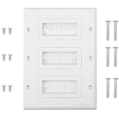 Wandmontage-bürste, Kabeleinführungs- Und -ausführungs-bürste Aus Kunststoff Mit Staubschutz, Kabeldurchführung Mit Loch Für Hdmi-kabel Oder Netzwerk-/telefonkabel (3 Stück)