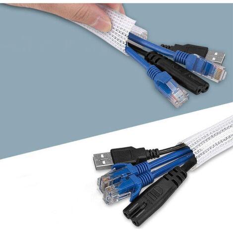Gaines Kabelhalter, 3 M, Für Kabeldurchmesser Von 12–20 Mm, Flexibel Und Verstellbar, Pet-gewebe Mit Nut, Kabelschutz Für Autos/fernseher/computer/usb/audio/video, Weiß