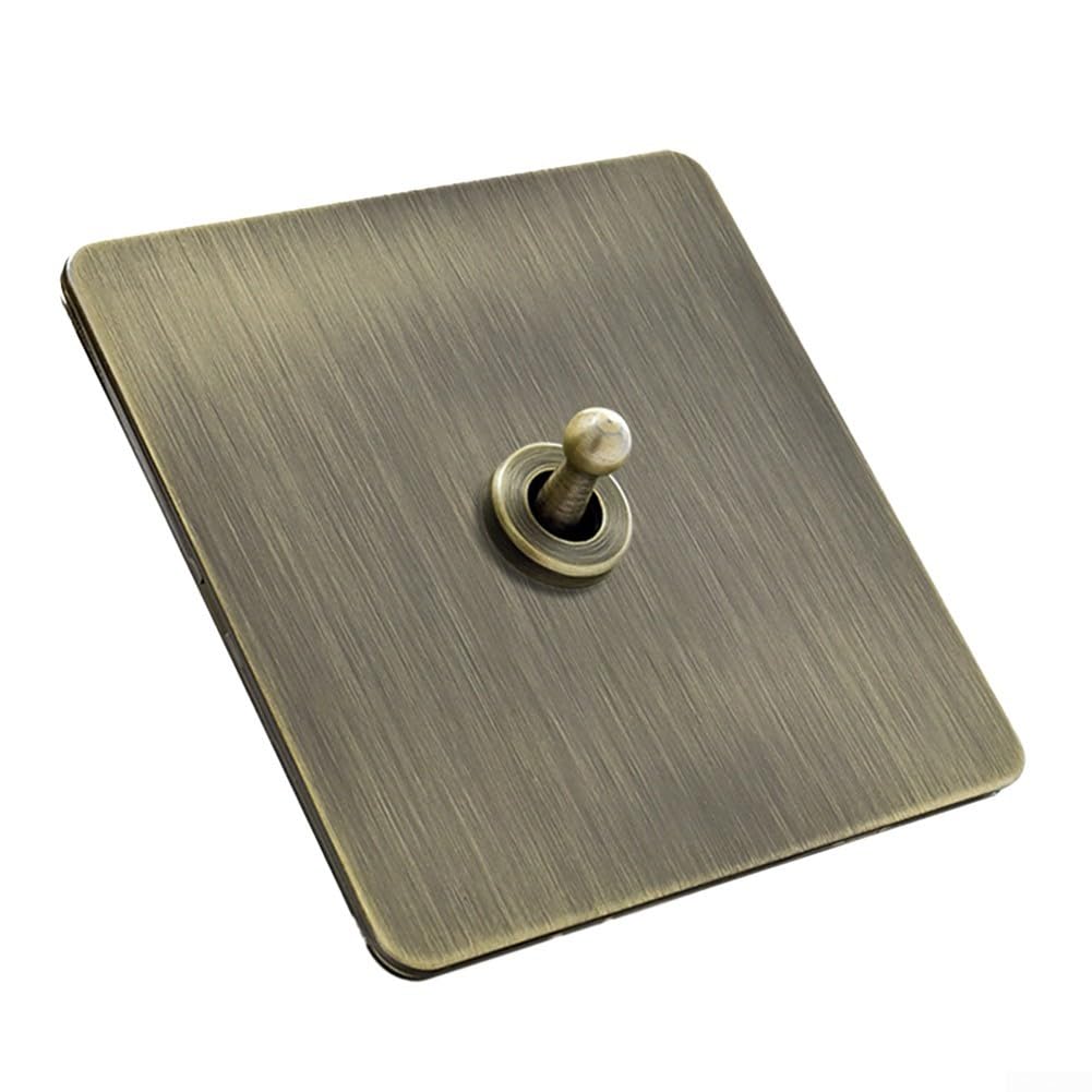 Kippschalter Aus Messing, 86 X 86 Mm Kippschalterfeld Aus Bronze Und Edelstahl, Zur Lichtsteuerung (1 Modul).