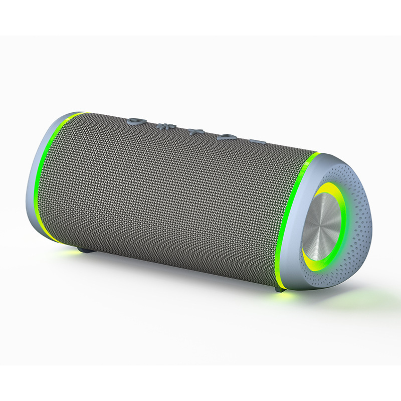 Tragbarer 16-watt-bluetooth-lautsprecher Mit Lichteffekten, Bluetooth 5.3 Und Aux-anschluss. Farbe: Grau.