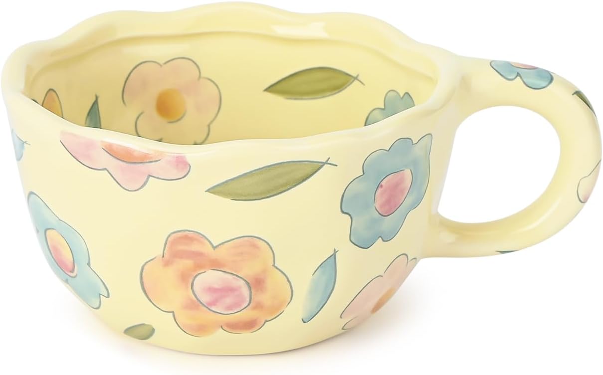 Dieser Wunderschöne Keramikbecher Mit Blumenmuster Hat Ein Fassungsvermögen Von 250 Ml Und Eignet Sich Ideal Zum Servieren Von Latte Macchiato, Tee Oder Milch.