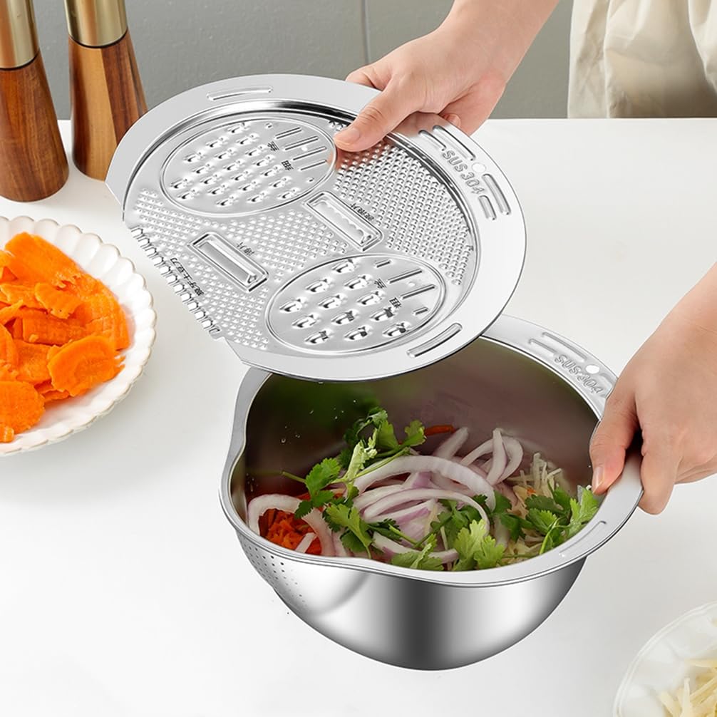 Diese 2-in-1 Reibe Und Schneidemaschine Ist Aus Edelstahl 304 Gefertigt Und Eignet Sich Perfekt Zur Verarbeitung Von Gemüse, Obst Und Reis (2-in-1-set).