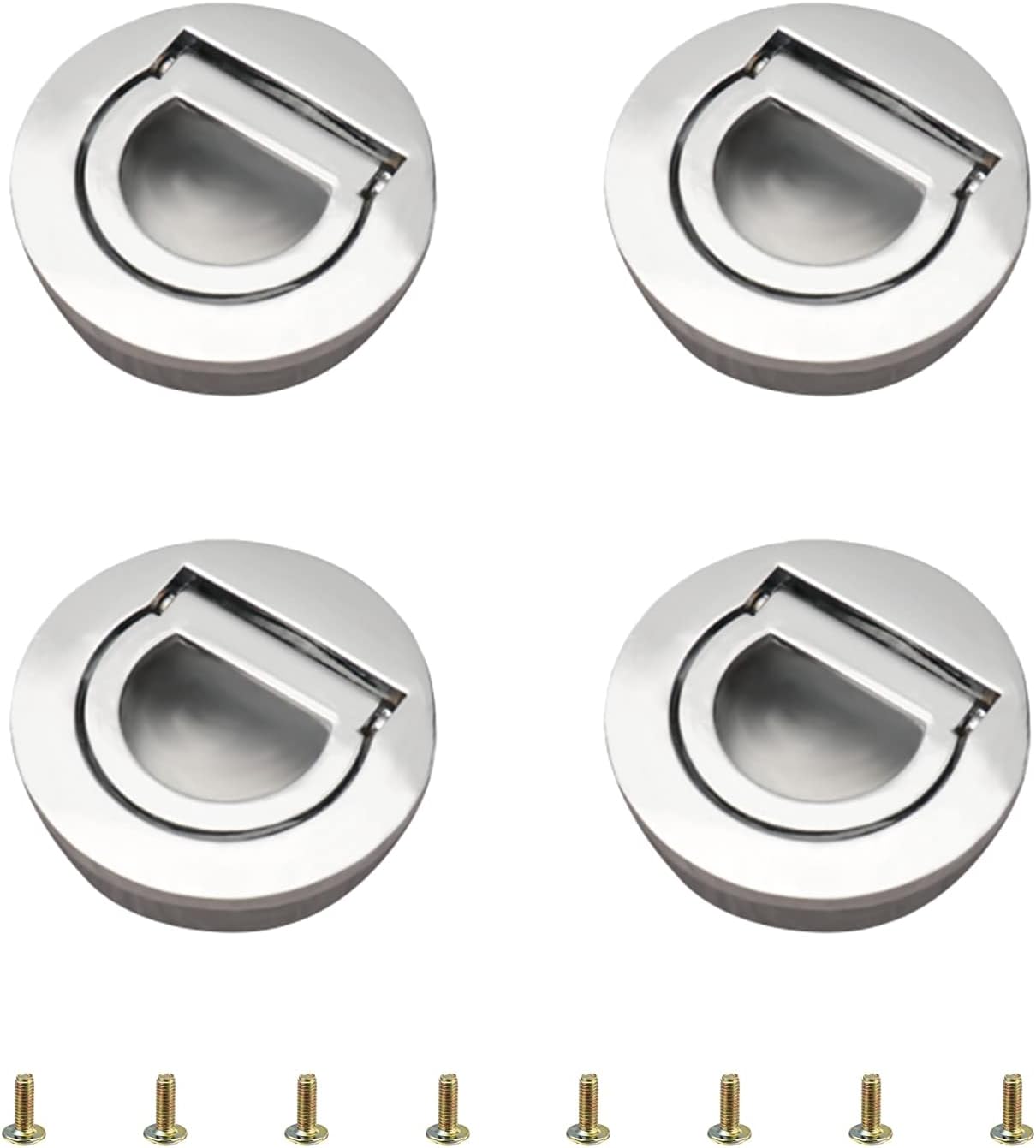 Runder Griff Mit Integriertem Ring, Set Mit 4 Unsichtbaren Tatami-griffen Für Türen Und Schubladen Von Schränken Und Kleiderschränken (glänzendes Silber)