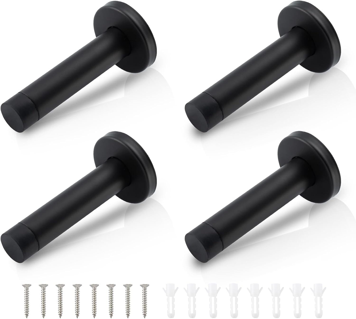 Türstopper, 4er-set, Edelstahl 304, Mit Gummifüßen – Wandmontage, Schalldicht, Schwarz (breite: 45 Mm)