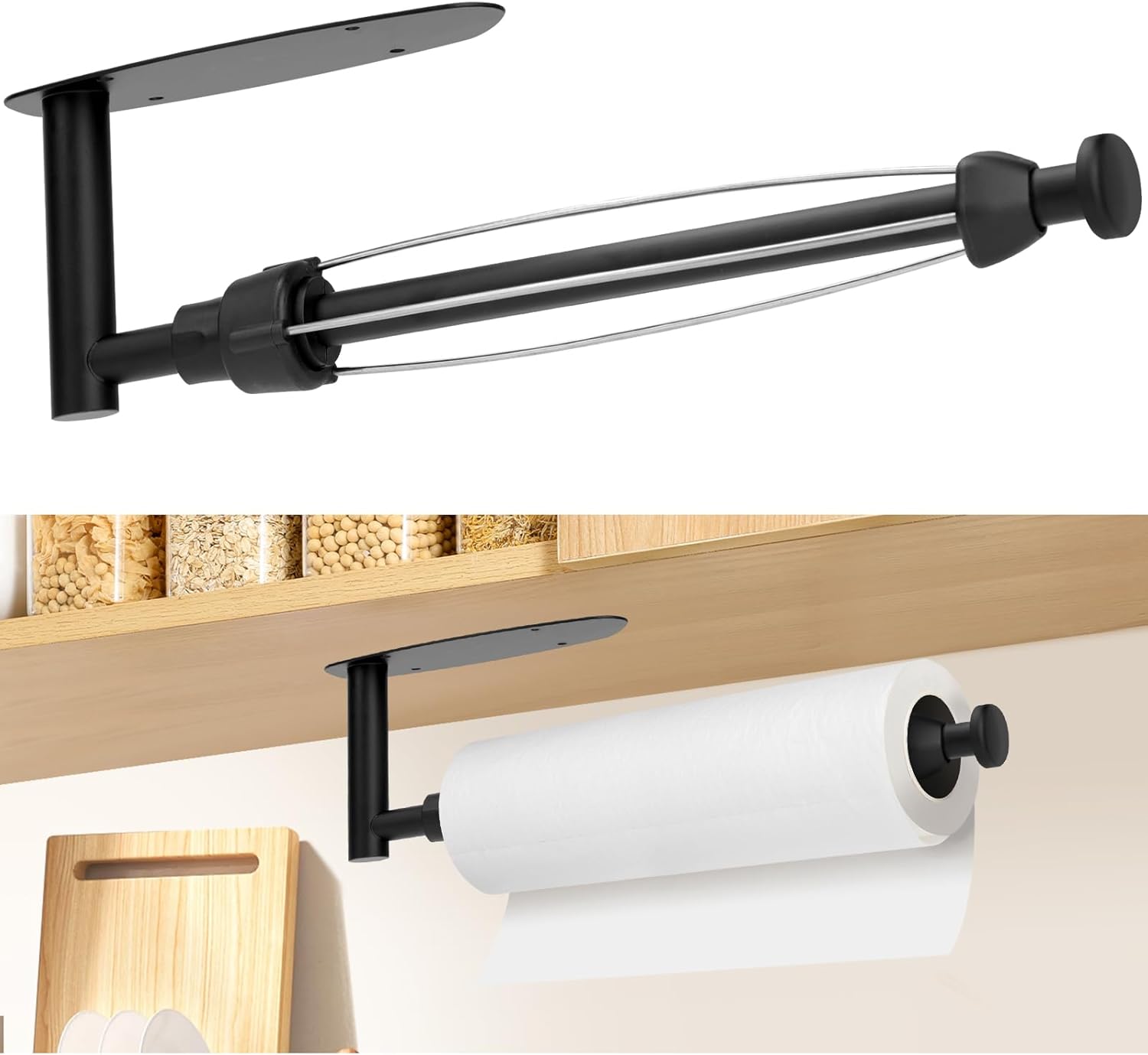 Selbstklebender, Wandmontierter Papiertaschentuchspender Aus Edelstahl Mit Soft-close-mechanismus, Geeignet Für Küchen, Badezimmer Und Schränke, Schwarz.