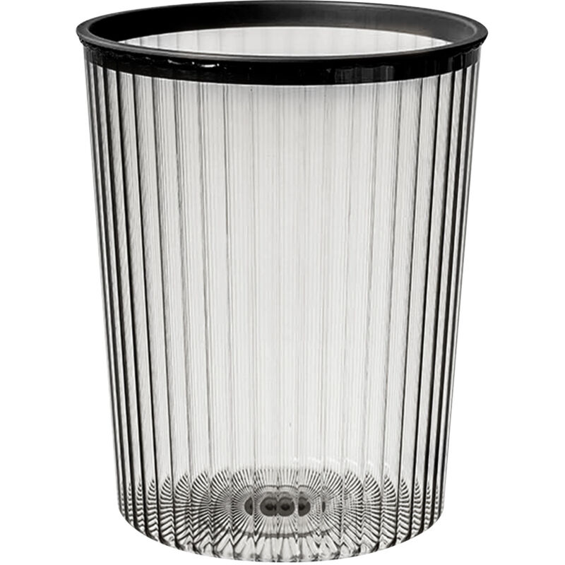 Transparenter Abfalleimer Mit Deckelring, Großes Fassungsvermögen, Schwarze Farbe.