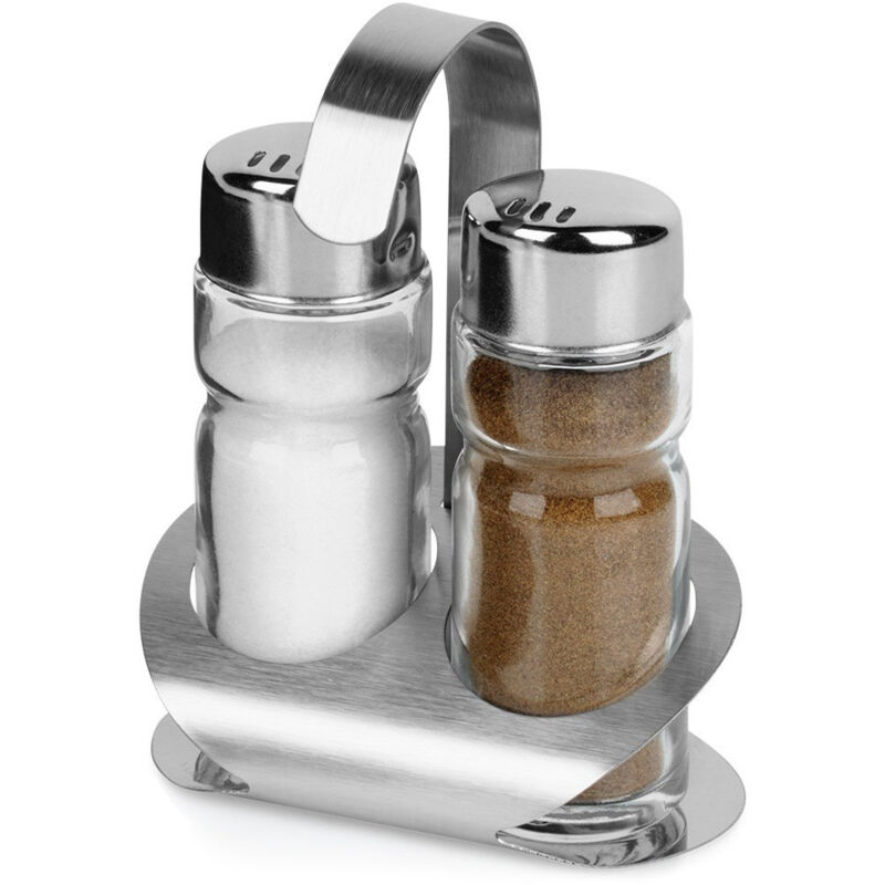 Set Aus 3 Küchengewürzbehältern, Inklusive Salz- Und Pfefferstreuer Mit Ständer.