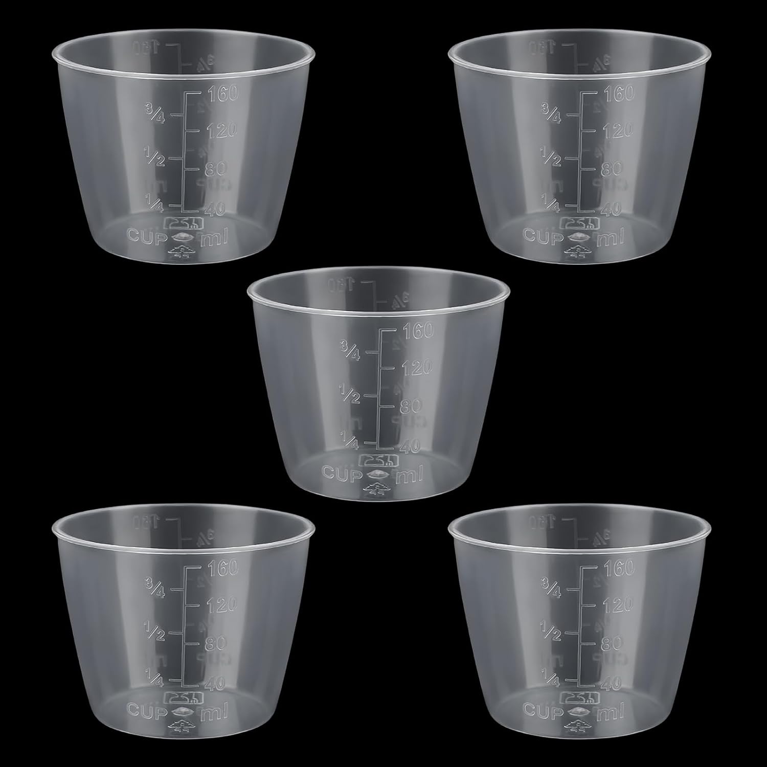 5er-set Reismessbecher, 160 Ml Küchenmessbecher, Reiskocher-messbecher, Transparente Kunststoffmessbecher Zum Abmessen Von Trockenen Und Flüssigen Zutaten In Der Küche
