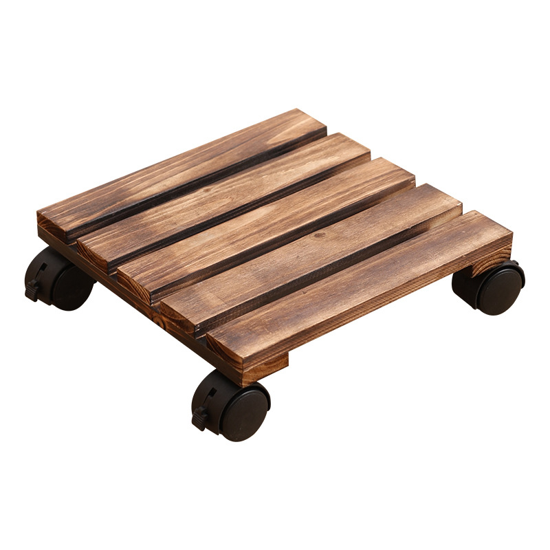 Pflanzenwagen 250 X 250 Mm – Maximale Traglast 40 Kg – Kiefernholzplatte – Vintage-look – Rollen Mit 4 Feststellbremsen/innenrollen/pflanzentransportständer