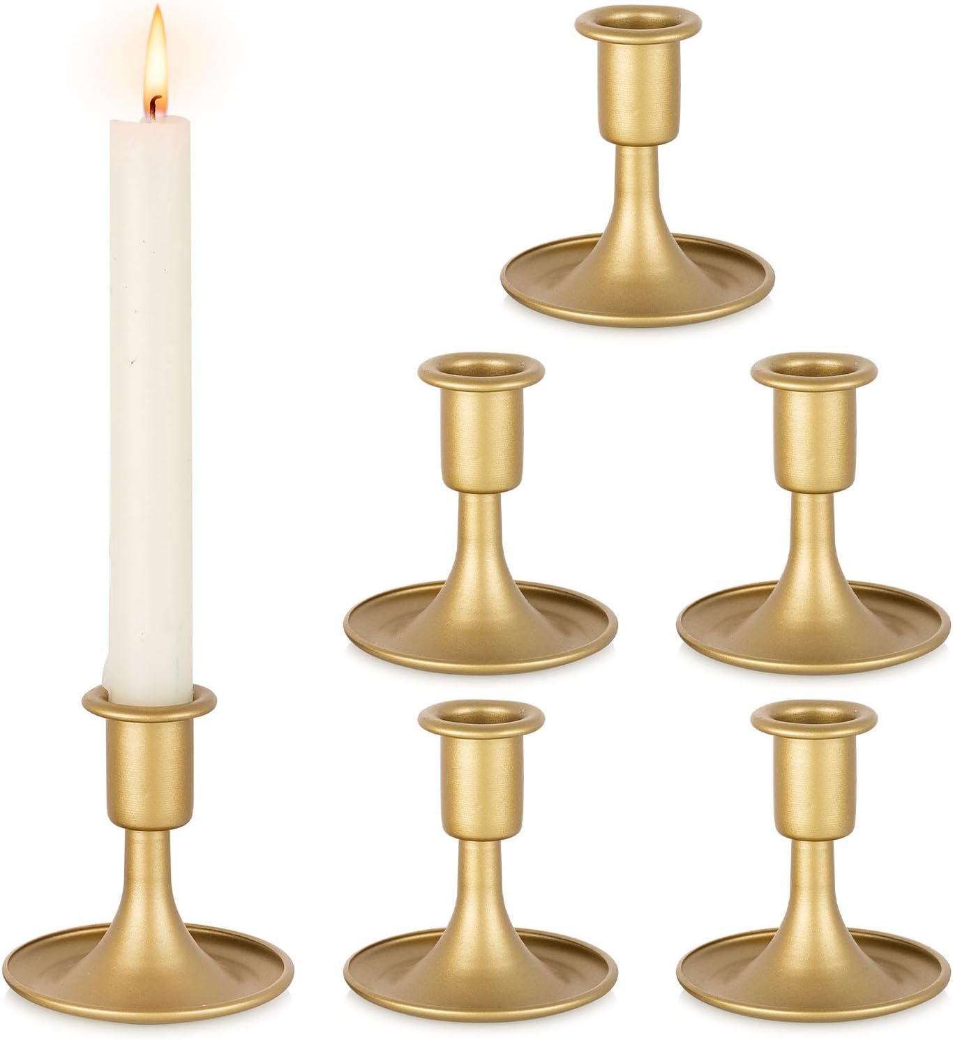 Goldener Kerzenhalter Im Retro-stil: 6er-set Metall-kerzenhalter Für Konische Kerzen, Ideal Als Tischdekoration Für Weihnachtsfeiern Oder Als Wohnaccessoire.