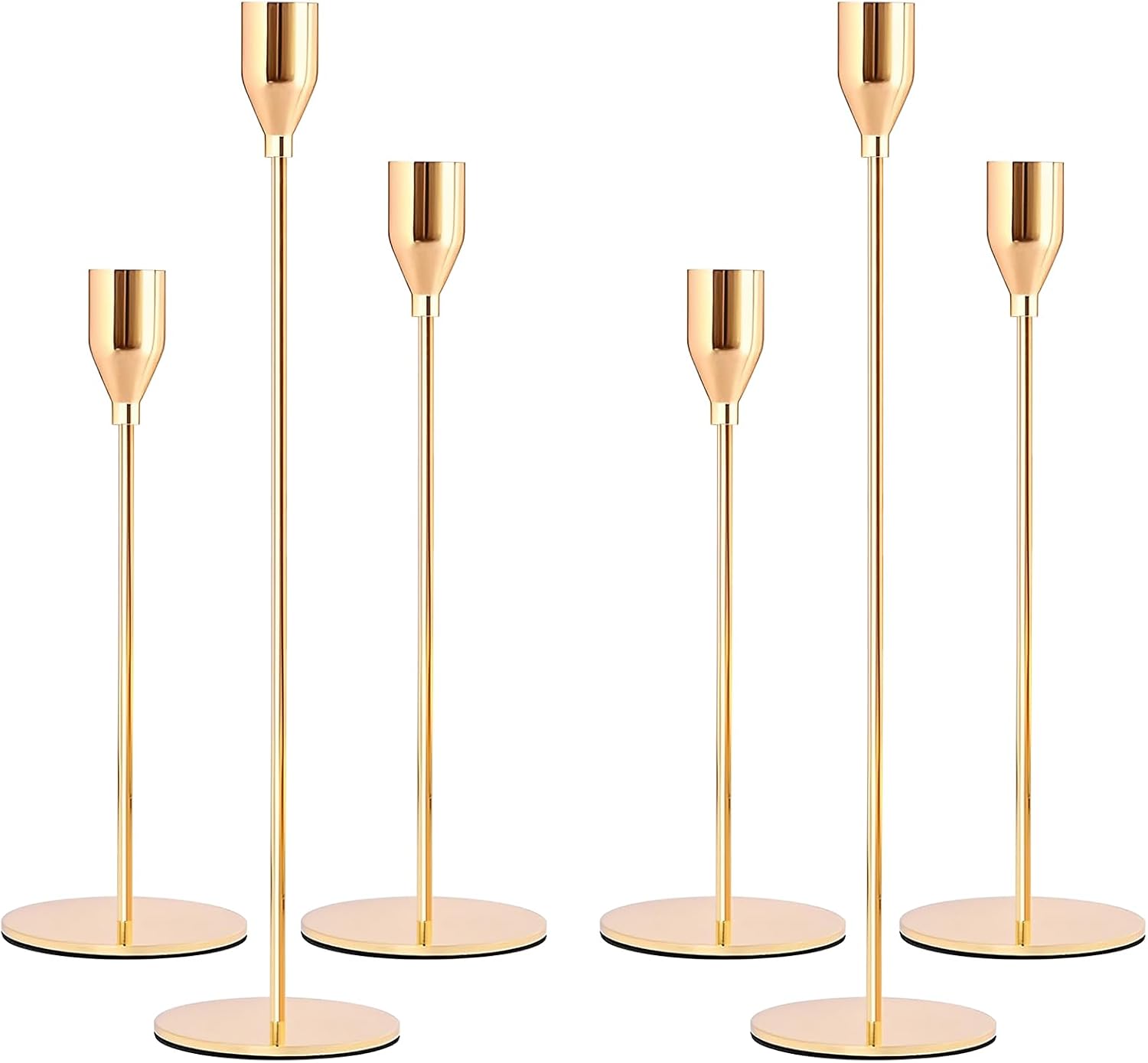 6-teiliges Retro-kerzenständer-set Aus Goldfarbenem Metall, Hohe, Konische Kerzenhalter, Dekorative Kerzenständer, Hochzeitskerzenständer, 33/28/22 Cm, Kandelaber Für Esszimmer, Wohnzimmer, Geburtstag