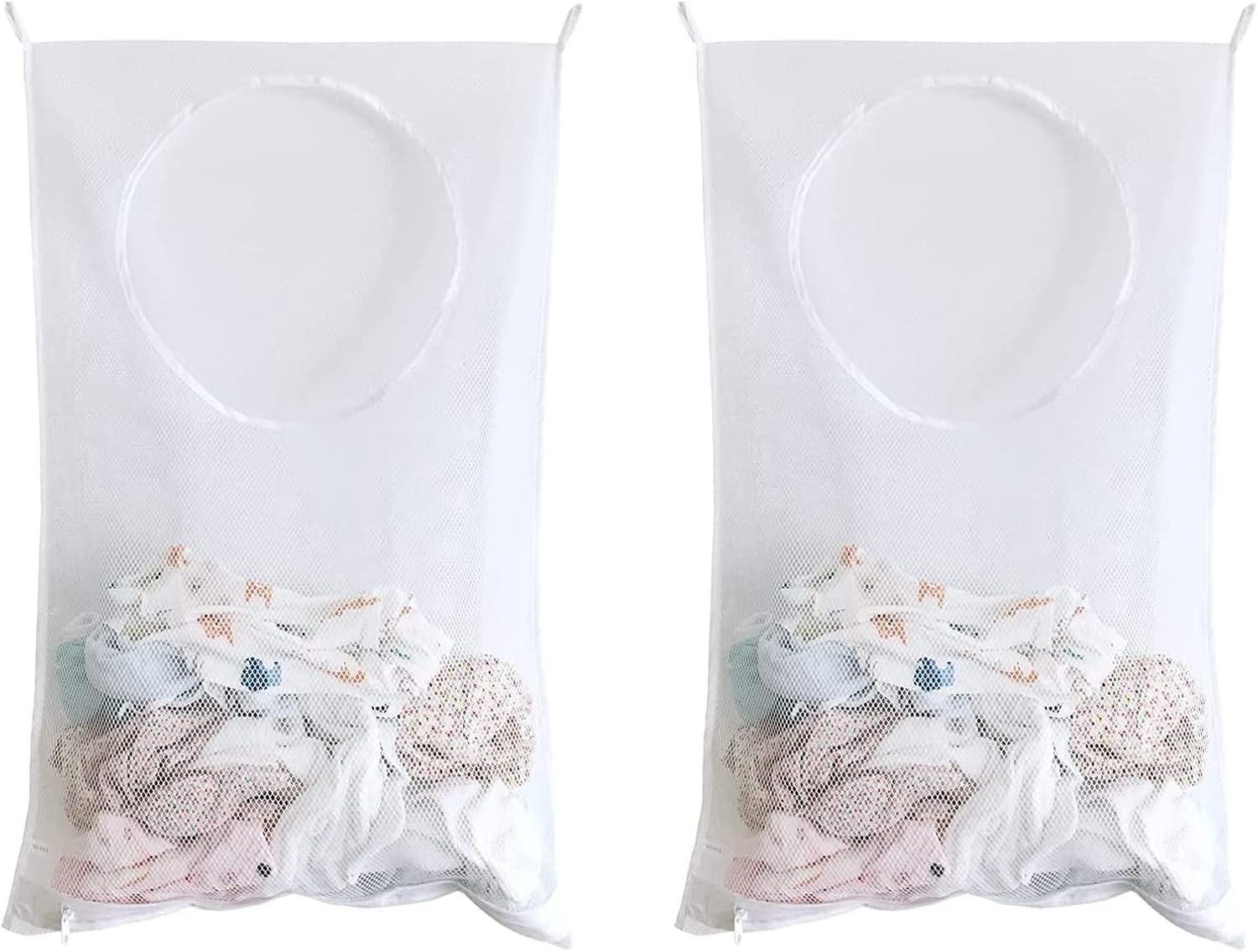 2-teiliger Wäschekorb Mit Großem Fassungsvermögen, Hängender Wäschekorb Zur Aufbewahrung Im Kleiderschrank, Für Badezimmer, Studentenwohnheime Und Kleiderschränke (weiß)