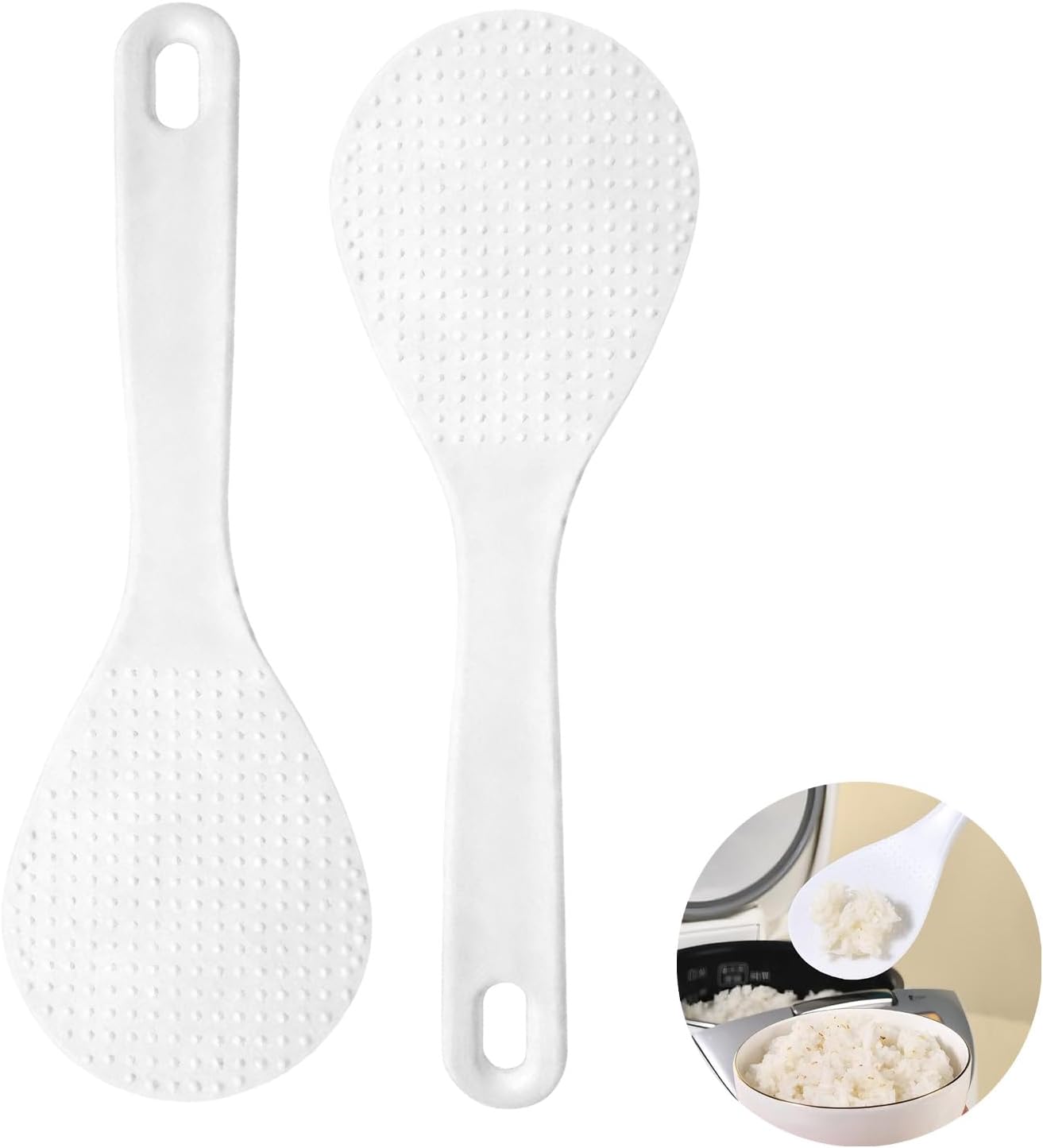 Reislöffel-set – 2 Antihaftbeschichtete Kunststofflöffel, 20 Cm, Spülmaschinenfest, Ideal Zum Servieren Von Reis, Quinoa Und Anderen Beilagen