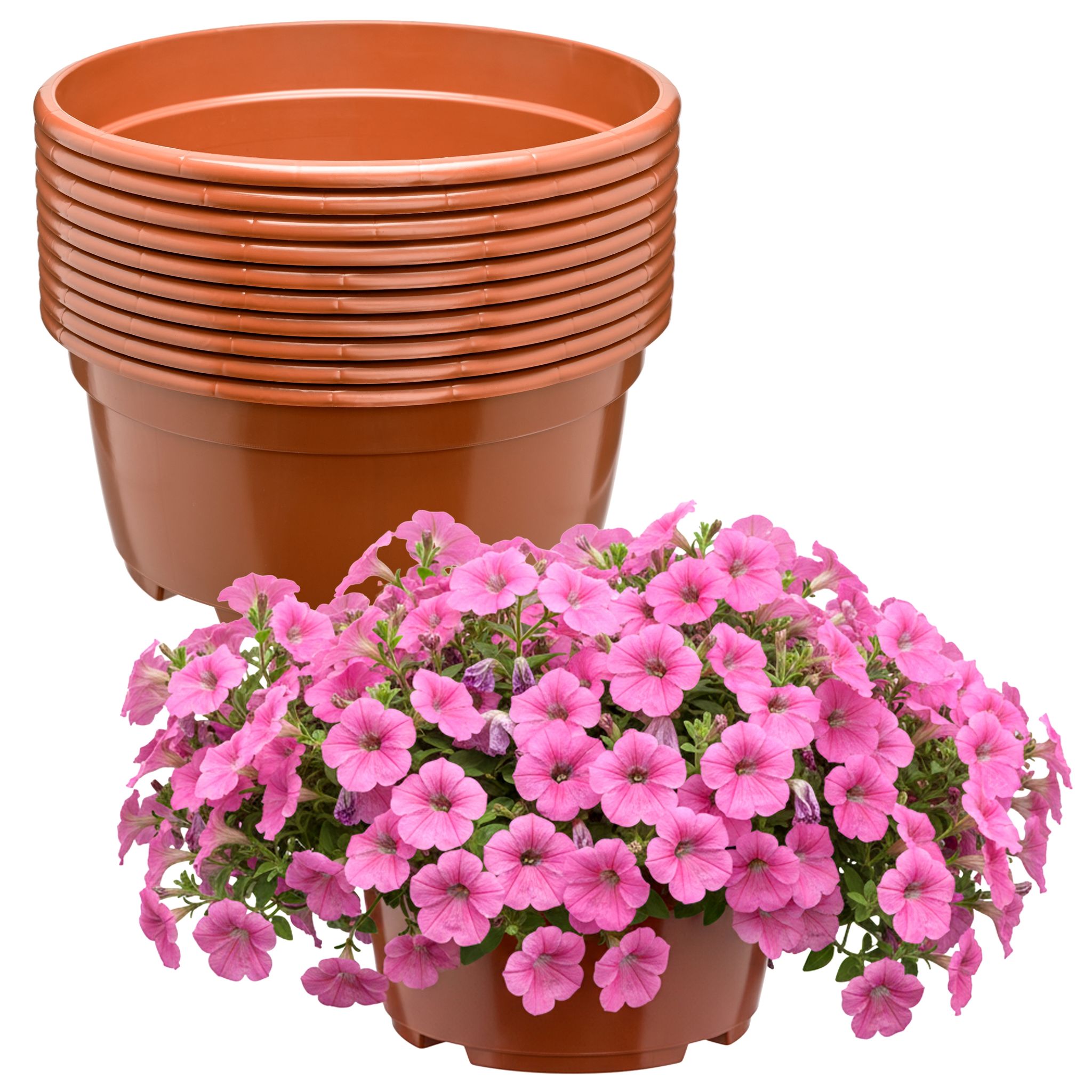Garronda Blumentopf Rund Pflanzschale Ø21 X 10,5 Cm (3 L) 10er Set Kunststoff Mit Drainage Pflanzgefäß Für Wurzelpflanzen Zwiebelpflanzen Garten Anzucht Innen Außenbereich Terrakotta Gd-0207