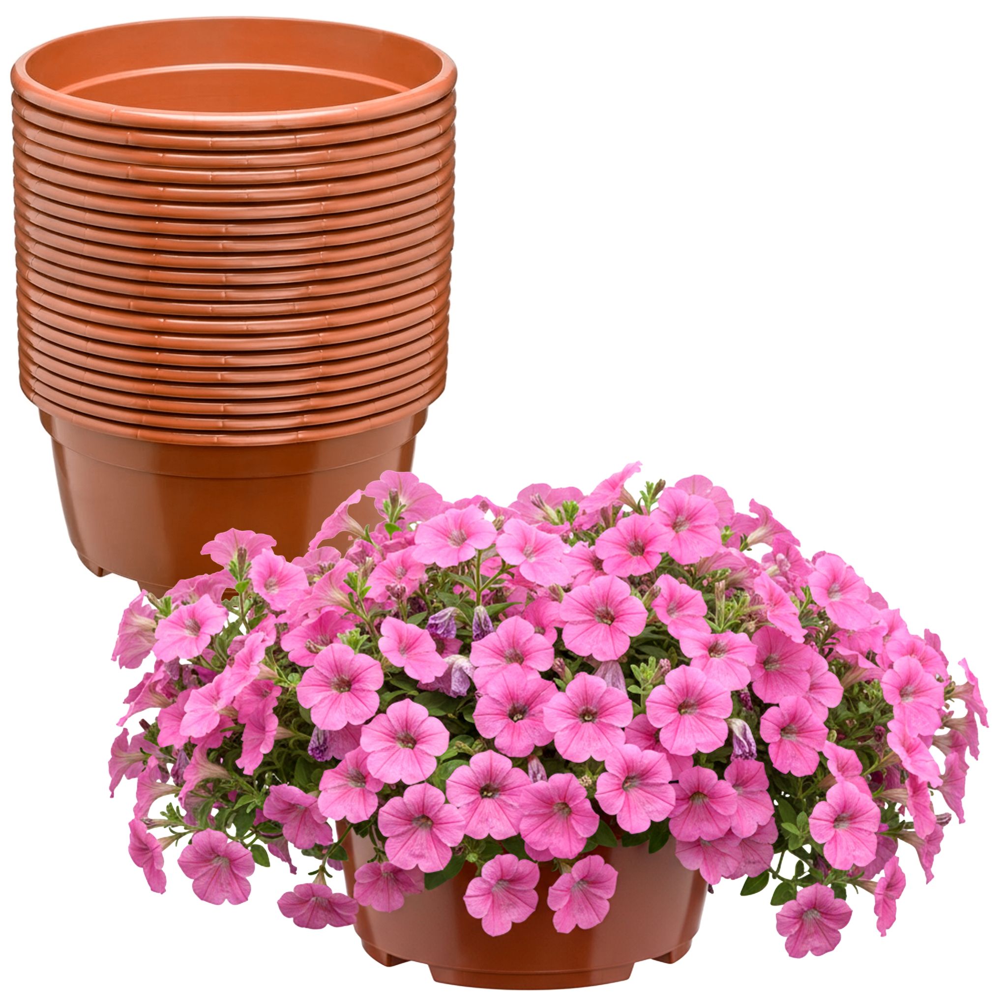 Garronda Blumentopf Rund Pflanzschale Ø21 X 10,5 Cm (3 L) 20er Set Kunststoff Mit Drainage Pflanzgefäß Für Wurzelpflanzen Zwiebelpflanzen Garten Anzucht Innen Außenbereich Terrakotta Gd-0207