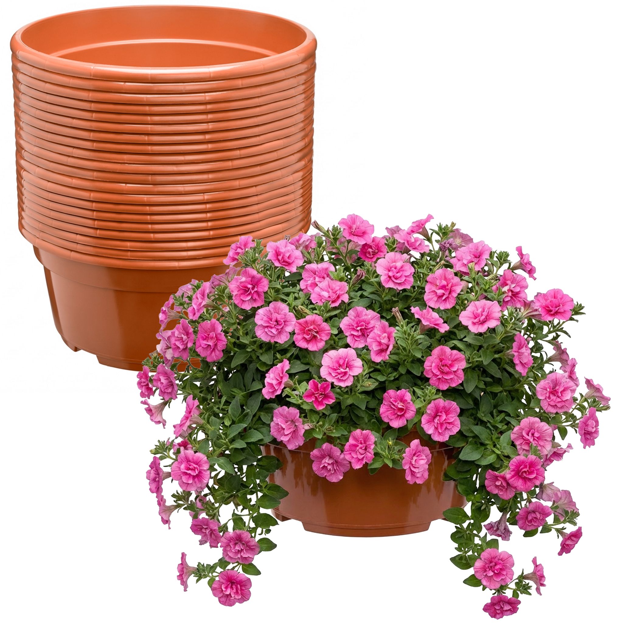 Garronda Blumentopf Rund Pflanzschale Ø25 X 11,5 Cm (4,7 L) 20er Set Kunststoff Mit Drainage Pflanzgefäß Für Wurzelpflanzen Zwiebelpflanzen Garten Anzucht Innen Außenbereich Terrakotta Gd-0207