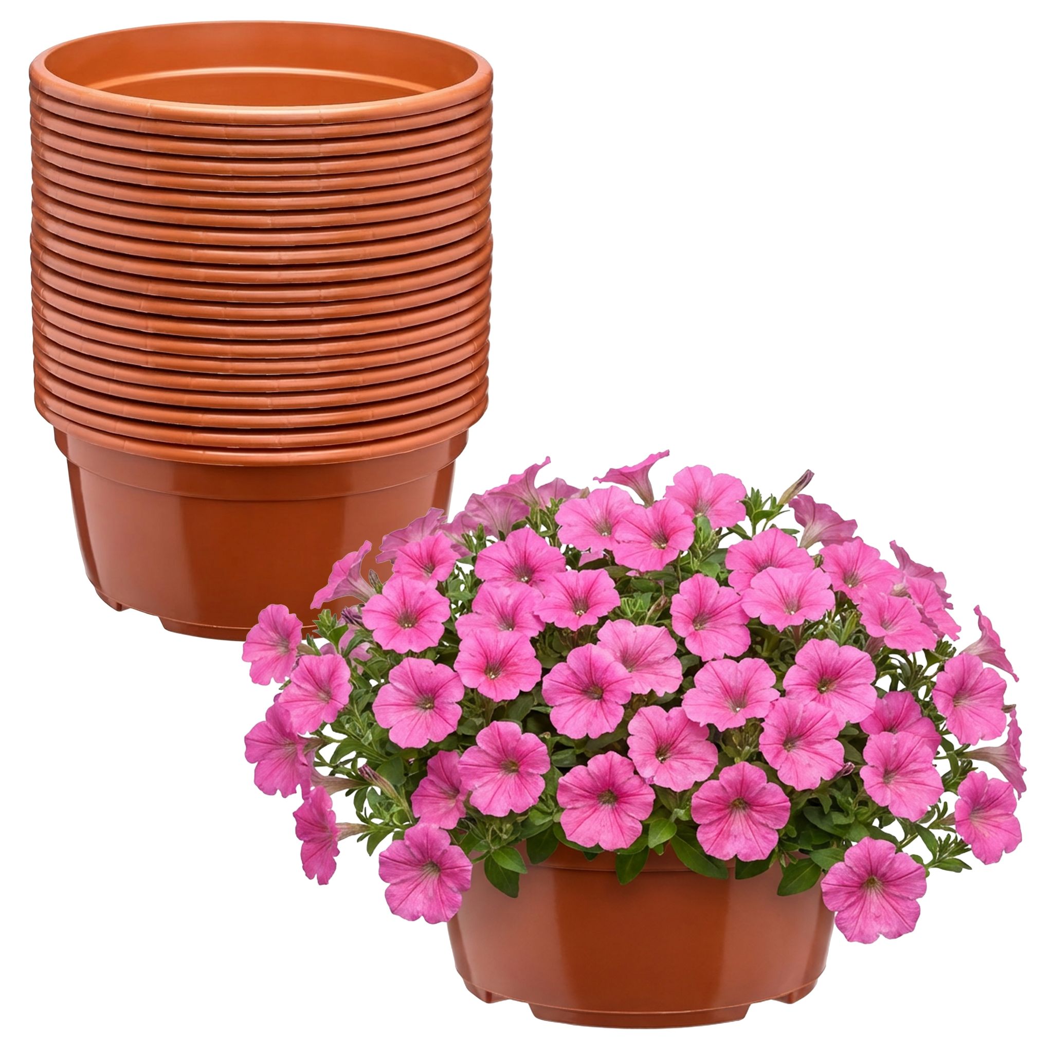 Garronda Blumentopf Rund Pflanzschale Ø 19 X 9,5 Cm (2,2 L) 20er Set Kunststoff Mit Drainage Pflanzgefäß Für Wurzelpflanzen Zwiebelpflanzen Garten Anzucht Innen Außenbereich Terrakotta Gd-0207