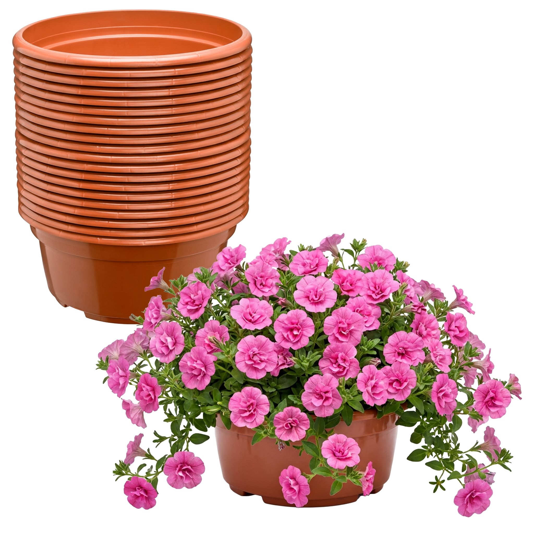 Garronda Blumentopf Rund Pflanzschale Ø23 X 11 Cm (3,5 L) 20er Set Kunststoff Mit Drainage Pflanzgefäß Für Wurzelpflanzen Zwiebelpflanzen Garten Anzucht Innen Außenbereich Terrakotta Gd-0207
