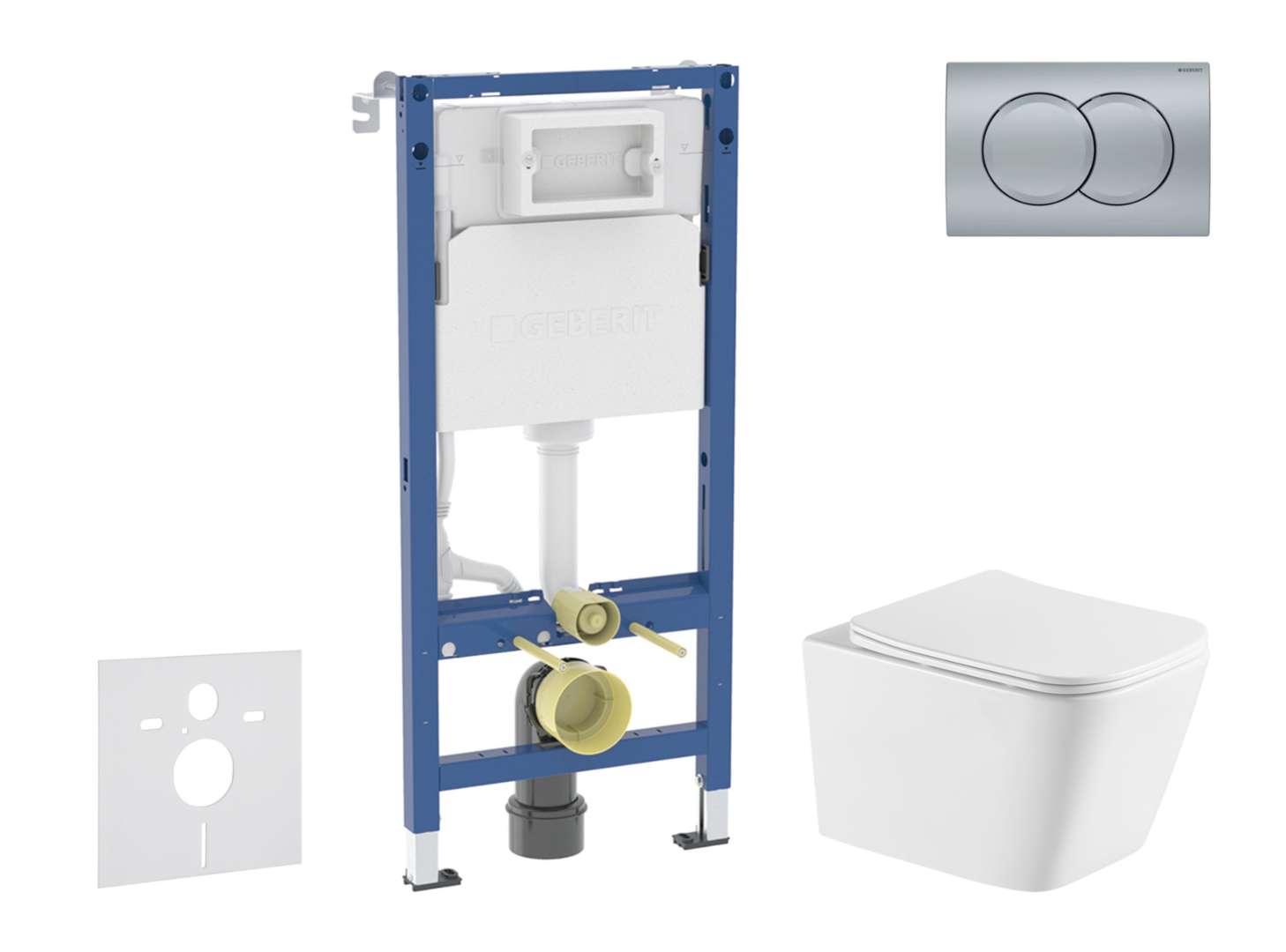 Geberit Duofix - Set Vorwandelement, Arkas I-wc Mit Softclose-sitz Und Delta01-betätigungsplatte, Chrom Matt Sani11ca2117