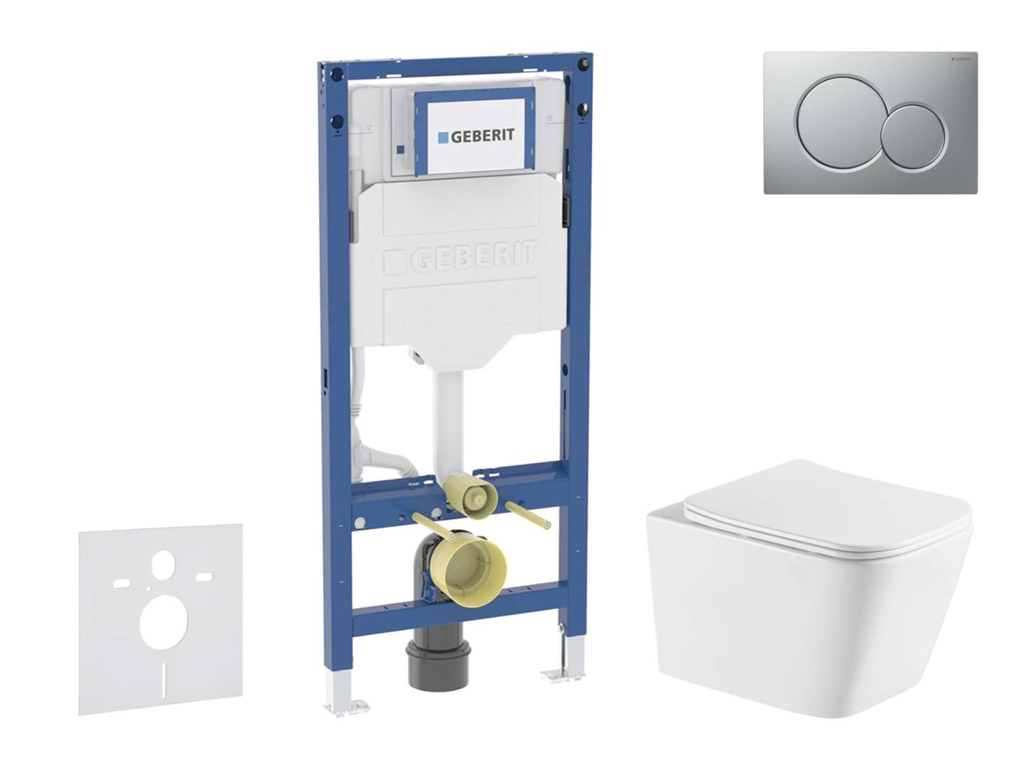Geberit Duofix - Set Vorwandelement,arkas I-wc Mit Softclose-sitz Und Sigma01-betätigungsplatte, Chrom Matt Lackiert Sani11ca2116