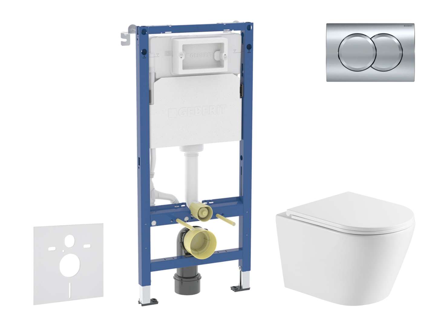Geberit Duofix - Set Vorwandelement, Nefia-wc Mit Softclose-sitz Und Delta01-betätigungsplatte, Chrom Glänzend Sani11ca1163