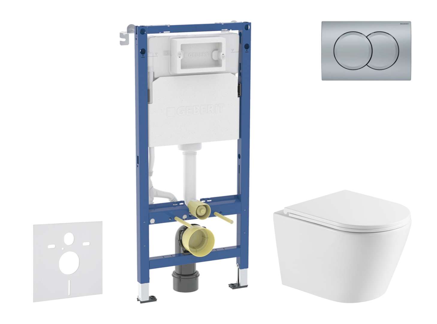 Geberit Duofix - Set Vorwandelement, Nefia-wc Mit Softclose-sitz Und Delta01-betätigungsplatte, Chrom Matt Sani11ca2108