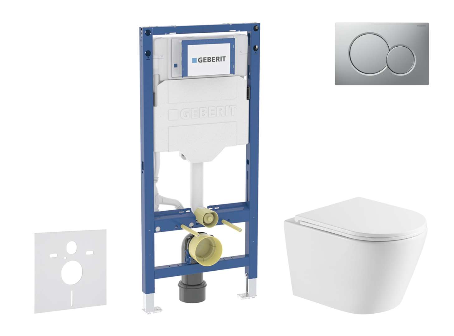 Geberit Duofix - Set Vorwandelement, Nefia-wc Mit Softclose-sitz Und Sigma01-betätigungsplatte, Chrom Matt Lackiert Sani11ca2107