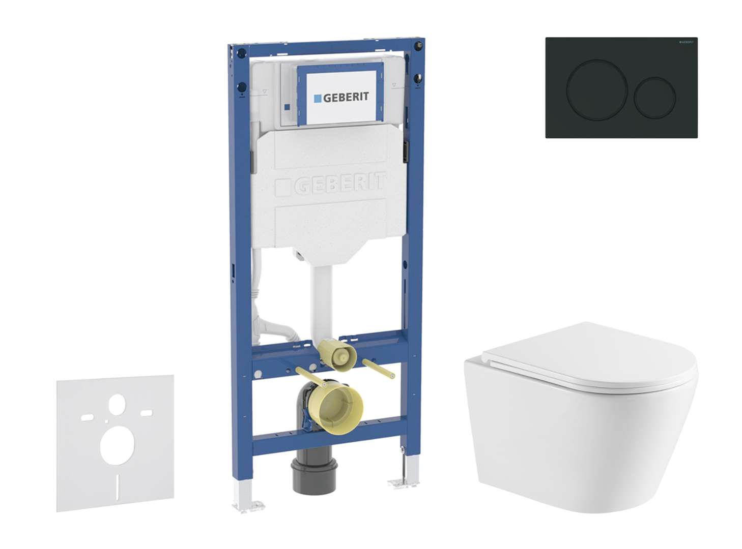 Geberit Duofix - Set Vorwandelement, Nefia-wc Mit Softclose-sitz Und Sigma20-betätigungsplatte, Schwarz Matt/schwarz Sani11ca5163