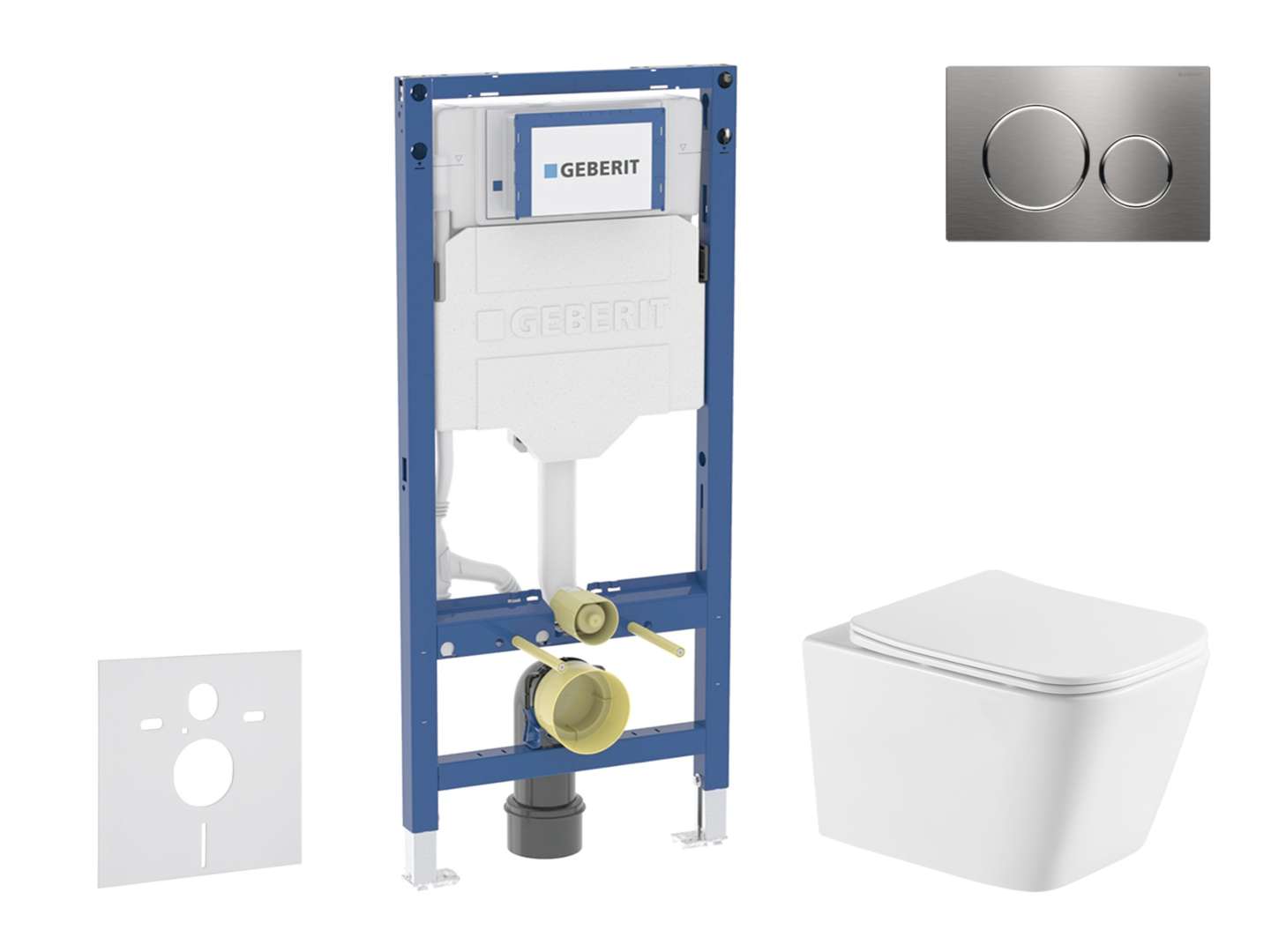 Geberit Duofix - Set Vorwandelement, Wc Arkas I Mit Softclose-sitz Und Sigma20-betätigungsplatte, Edelstahl Sani11ca6174
